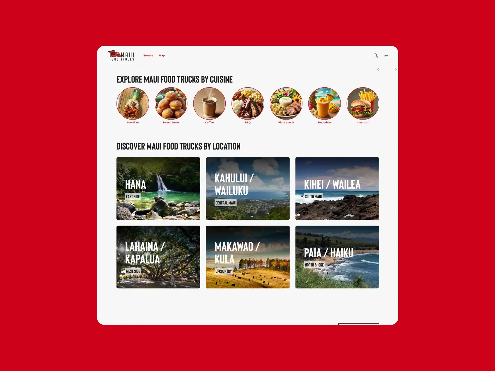 Maui Food Trucks 3 Maui Food Trucks Browse page where you can select food categories and towns