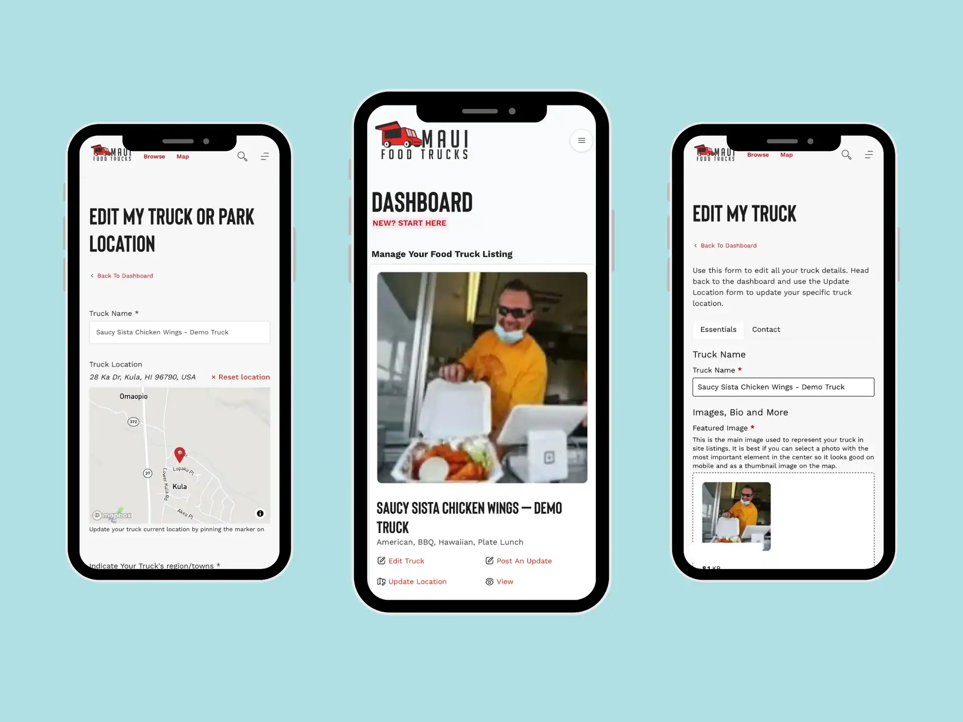 Maui Food Trucks 4 Maui Food Truck Owner Dashboard on mobile